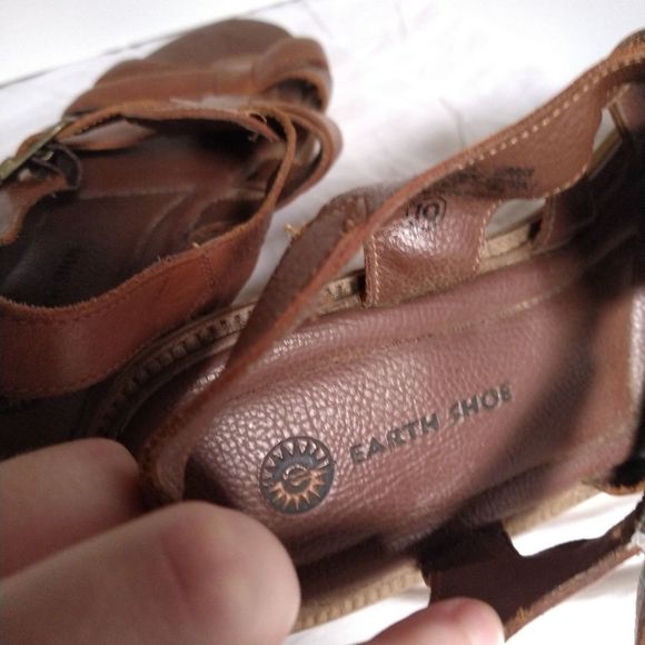 Earth Shoe Chic Leather Upper Womans Tan Sandle 10 - Picture 5 of 8